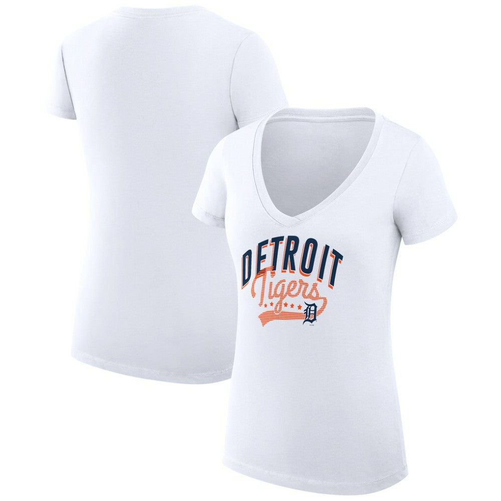 Detroit Tigers G-III 4Her by Carl Banks Women's Super-Slim Fit Lightweight Filigree Team V-Neck T-Shirt Online