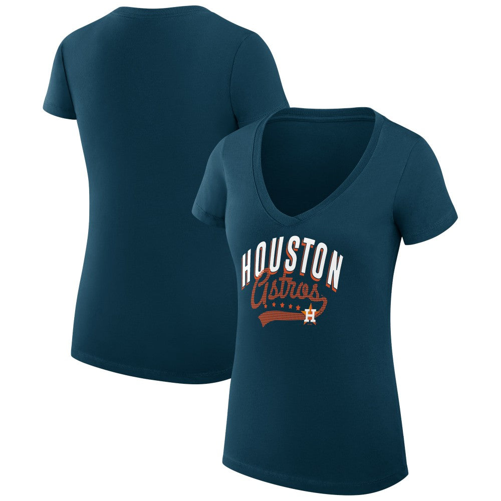 Houston Astros G-III 4Her by Carl Banks Women's Super-Slim Fit Lightweight Filigree Team V-Neck T-Shirt Near Me