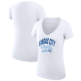 Kansas City Royals G-III 4Her by Carl Banks Women's Super-Slim Fit Lightweight Filigree Team V-Neck T-Shirt for sale
