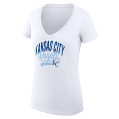 Kansas City Royals G-III 4Her by Carl Banks Women's Super-Slim Fit Lightweight Filigree Team V-Neck T-Shirt for sale