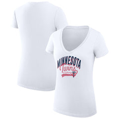 Minnesota Twins G-III 4Her by Carl Banks Women's Super-Slim Fit Lightweight Filigree Team V-Neck T-Shirt Sale