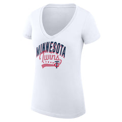 Minnesota Twins G-III 4Her by Carl Banks Women's Super-Slim Fit Lightweight Filigree Team V-Neck T-Shirt Sale