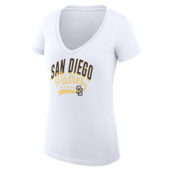 San Diego Padres G-III 4Her by Carl Banks Women's Super-Slim Fit Lightweight Filigree Team V-Neck T-Shirt Outlet