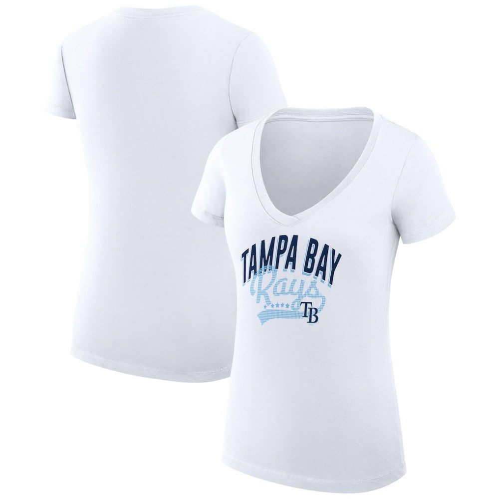Tampa Bay Rays G-III 4Her by Carl Banks Women's Super-Slim Fit Lightweight Filigree Team V-Neck T-Shirt for sale