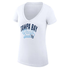 Tampa Bay Rays G-III 4Her by Carl Banks Women's Super-Slim Fit Lightweight Filigree Team V-Neck T-Shirt for sale