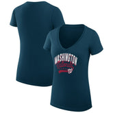 Washington Nationals G-III 4Her by Carl Banks Women's Super-Slim Fit Lightweight Filigree Team V-Neck T-Shirt Sale