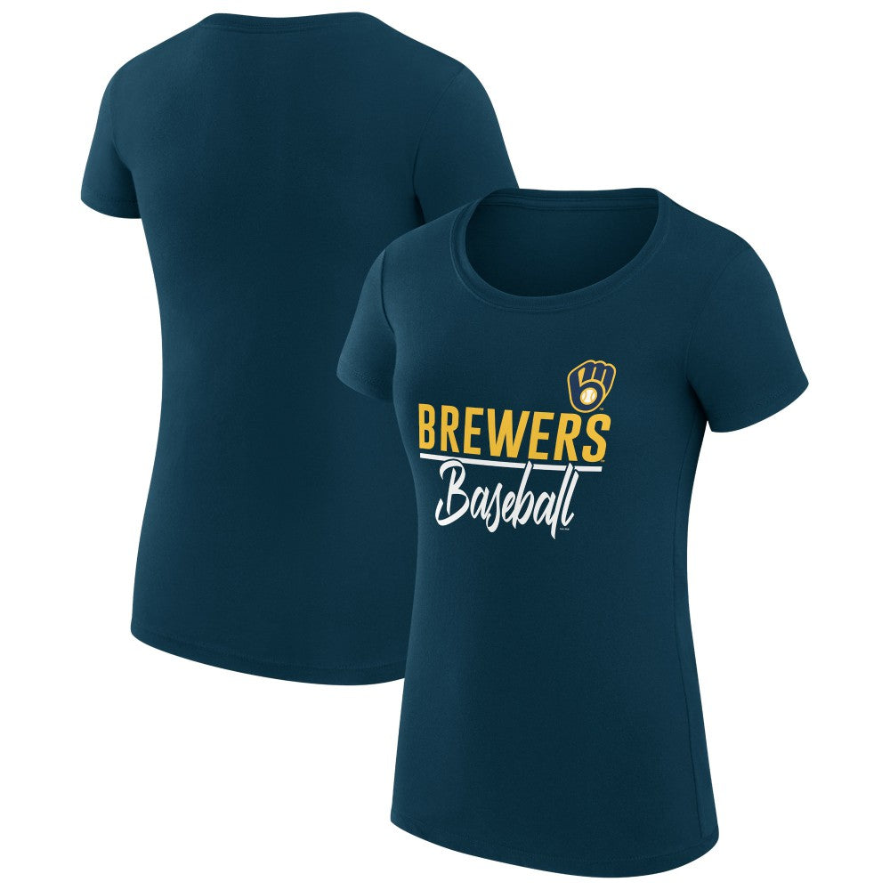 Milwaukee Brewers G-III 4Her by Carl Banks Women's Super-Slim Fit Lightweight Team Graphic T-Shirt Outlet