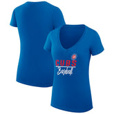 Chicago Cubs G-III 4Her by Carl Banks Women's Super-Slim Fit Lightweight Team Graphic V-Neck T-Shirt Outlet