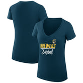 Milwaukee Brewers G-III 4Her by Carl Banks Women's Super-Slim Fit Lightweight Team Graphic V-Neck T-Shirt Near Me