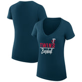 Minnesota Twins G-III 4Her by Carl Banks Women's Super-Slim Fit Lightweight Team Graphic V-Neck T-Shirt Discount