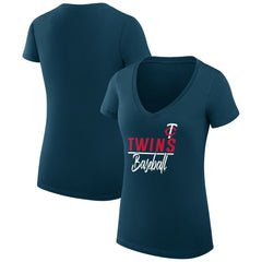 Minnesota Twins G-III 4Her by Carl Banks Women's Super-Slim Fit Lightweight Team Graphic V-Neck T-Shirt Discount