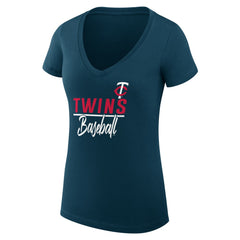 Minnesota Twins G-III 4Her by Carl Banks Women's Super-Slim Fit Lightweight Team Graphic V-Neck T-Shirt Discount