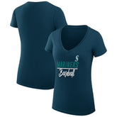 Seattle Mariners G-III 4Her by Carl Banks Women's Super-Slim Fit Lightweight Team Graphic V-Neck T-Shirt Discount