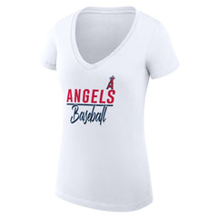 Los Angeles Angels G-III 4Her by Carl Banks Women's Super-Slim Fit Lightweight Team Graphic V-Neck T-Shirt Sale