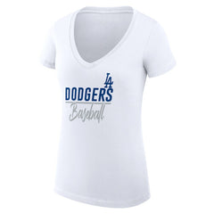 Los Angeles Dodgers G-III 4Her by Carl Banks Women's Super-Slim Fit Lightweight Team Graphic V-Neck T-Shirt Outlet