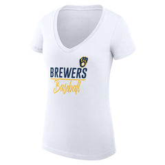 Milwaukee Brewers G-III 4Her by Carl Banks Women's Super-Slim Fit Lightweight Team Graphic V-Neck T-Shirt Near Me