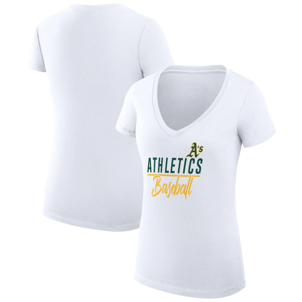 Athletics G-III 4Her by Carl Banks Women's Super-Slim Fit Lightweight Team Graphic V-Neck T-Shirt Sale