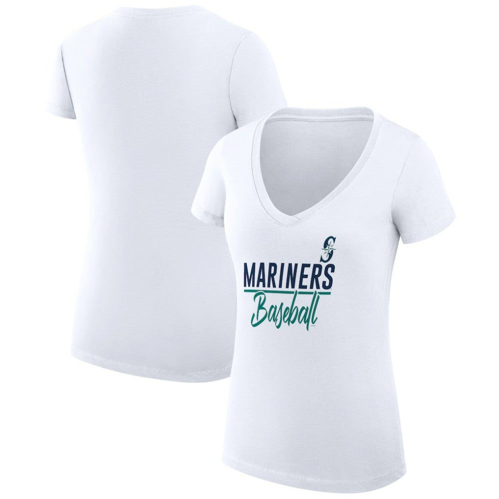 Seattle Mariners G-III 4Her by Carl Banks Women's Super-Slim Fit Lightweight Team Graphic V-Neck T-Shirt for sale