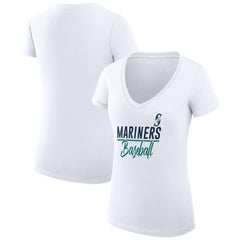 Seattle Mariners G-III 4Her by Carl Banks Women's Super-Slim Fit Lightweight Team Graphic V-Neck T-Shirt for sale