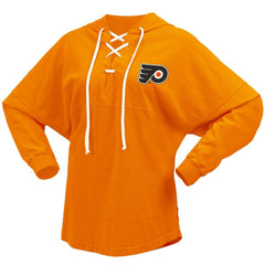 Philadelphia Flyers Fanatics Women's Jersey Lace-Up V-Neck Long Sleeve Hoodie T-Shirt - Orange | Fanatics online
