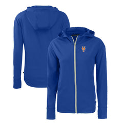 New York Mets Cutter & Buck Women's Daybreak Eco Recycled Full-Zip Hoodie Outlet