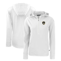 Milwaukee Brewers Cutter & Buck Women's Daybreak Eco Recycled Half-Zip Hoodie for sale