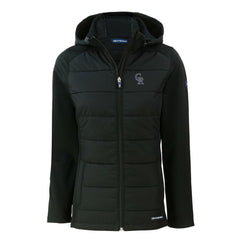 Colorado Rockies Cutter & Buck Women's Evoke Hybrid Eco Softshell Recycled Full-Zip Hoodie Jacket for sale