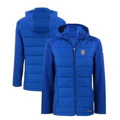 New York Mets Cutter & Buck Women's Evoke Hybrid Eco Softshell Recycled Full-Zip Hoodie Jacket Outlet