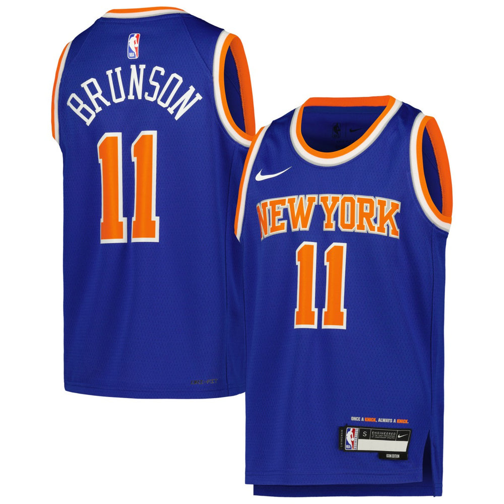 Nike Jalen Brunson New York Knicks Youth Swingman Jersey Icon Edition Blue