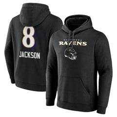 Lamar Jackson Baltimore Ravens Team Wordmark Pullover Hoodie - Black - NFL