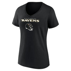 Lamar Jackson Baltimore Ravens Women's Team Wordmark Name & Number V-Neck T-Shirt - Black - NFL