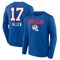 Josh Allen Buffalo Bills Team Wordmark Long Sleeve T-Shirt - Royal - NFL