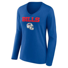 Josh Allen Buffalo Bills Women's Team Wordmark Long Sleeve V-Neck T-Shirt - Royal - NFL