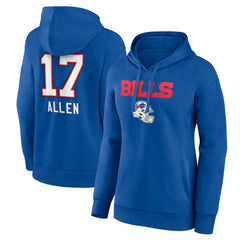 Josh Allen Buffalo Bills Women's Team Wordmark Pullover Hoodie - Royal - NFL