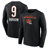 Joe Burrow Cincinnati Bengals Team Wordmark Long Sleeve T-Shirt - Black - NFL