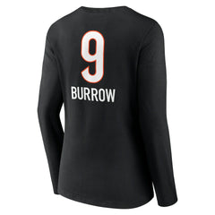 Joe Burrow Cincinnati Bengals Women's Team Wordmark Long Sleeve V-Neck T-Shirt - Black - NFL