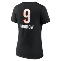 Joe Burrow Cincinnati Bengals Women's Team Wordmark Name & Number V-Neck T-Shirt - Black - NFL