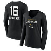 Trevor Lawrence Jacksonville Jaguars Women's Team Wordmark Long Sleeve V-Neck T-Shirt - Black - NFL