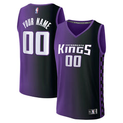 Fanatics Sacramento Kings Youth Fast Break Custom Replica Jersey Purple Statement Edition