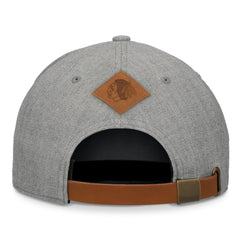 Chicago Blackhawks Fanatics Elements A-Frame Leather Strapback Hat - Heather Gray | Fanatics near me