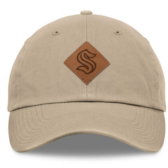 Seattle Kraken Fanatics Elements Unstructured Patch Leather Strapback Hat - Khaki | Fanatics Clearance