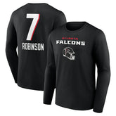 Bijan Robinson Atlanta Falcons Team Wordmark Name & Number Long Sleeve T-Shirt - Black - NFL