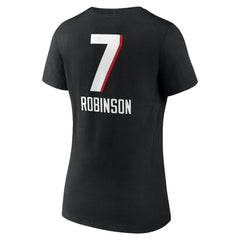 Bijan Robinson Atlanta Falcons Women's Team Wordmark Name & Number V-Neck T-Shirt - Black - NFL