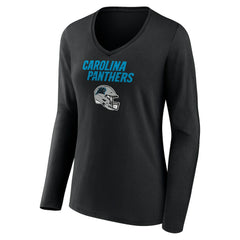 Bryce Young Carolina Panthers Women's Team Wordmark Name & Number Long Sleeve V-Neck T-Shirt - Black - NFL