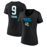 Bryce Young Carolina Panthers Women's Team Wordmark Name & Number V-Neck T-Shirt - Black - NFL