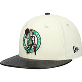 New Era Boston Celtics Faux Leather Visor Two-Tone 59FIFTY Fitted Hat White/Black