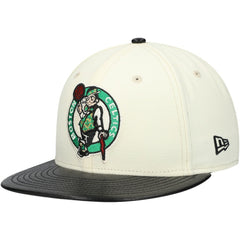 New Era Boston Celtics Faux Leather Visor Two-Tone 59FIFTY Fitted Hat White/Black