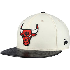New Era Chicago Bulls Faux Leather Visor Two-Tone 59FIFTY Fitted Hat Cream/Black