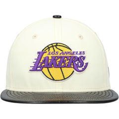 New Era Los Angeles Lakers Faux Leather Visor Two-Tone 59FIFTY Fitted Hat White/Black