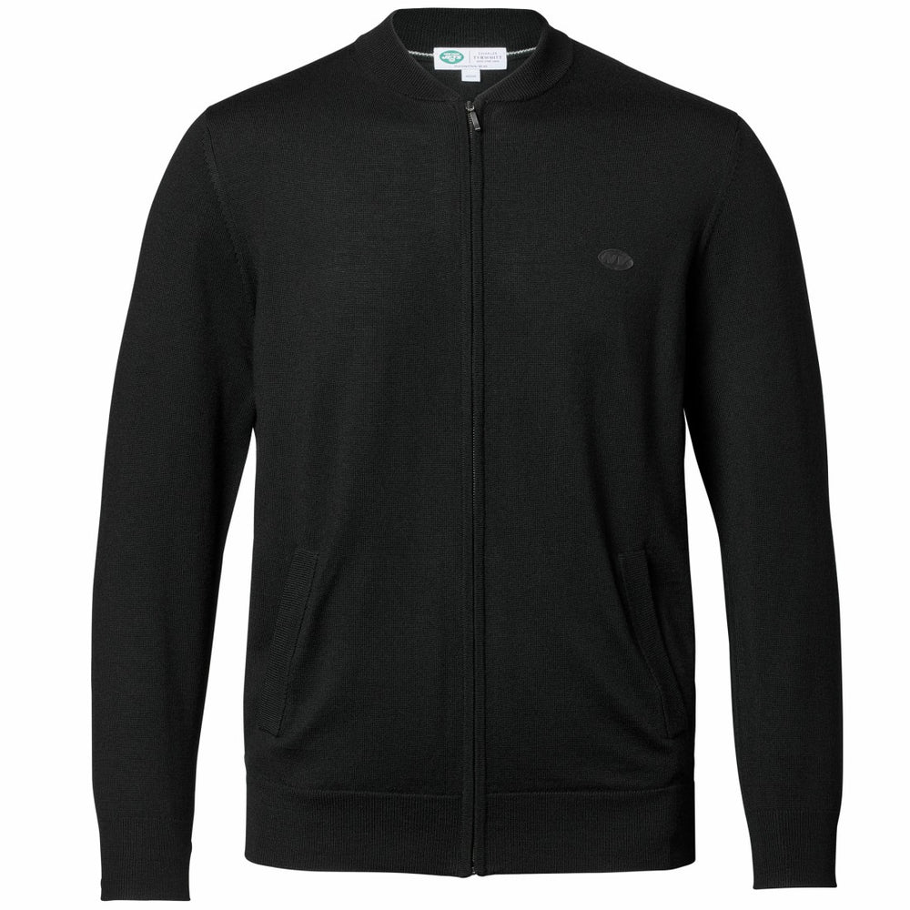 New York Jets Charles Tyrwhitt Merino Full-Zip Sweater - Black - NFL
